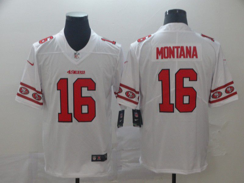 Men San Francisco 49ers 16 Montana White team logo cool edition NFL Jerseys